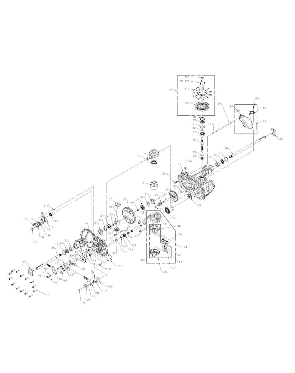 Transmission Assembly Diagram and Parts List for 56A443TH (750-XP)(2011) Cub Cadet Lawn Mower